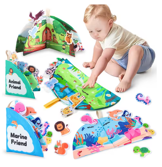 Montessori Cloth Book - Animal Touch Toy for 0-12 Months